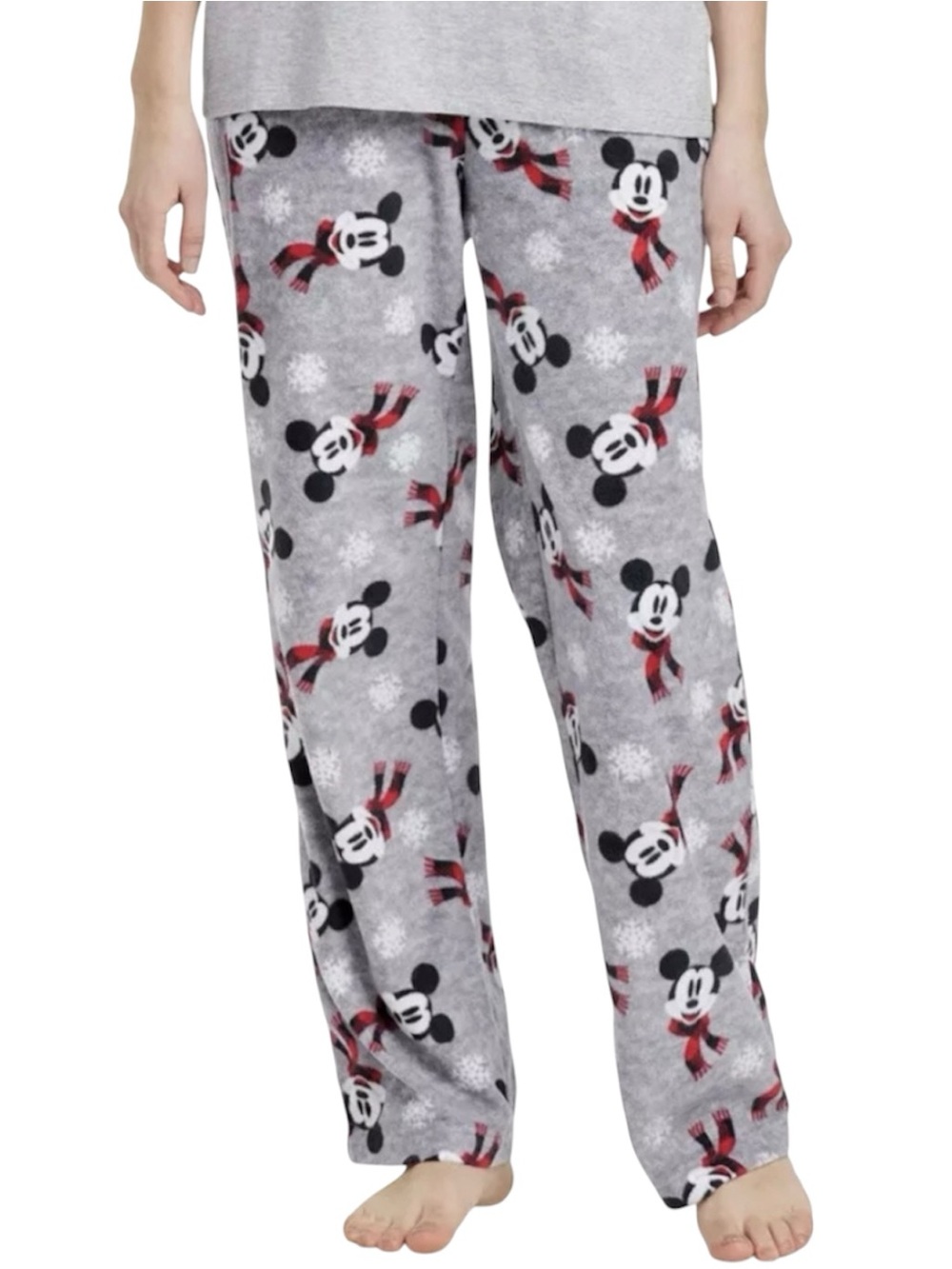 Disney Pajama Pants Mens XL Gray Mickey Mouse Fleece Winter Cozy Lounge